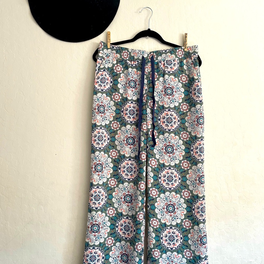 Mint and Salmon Floral Paisley Pants